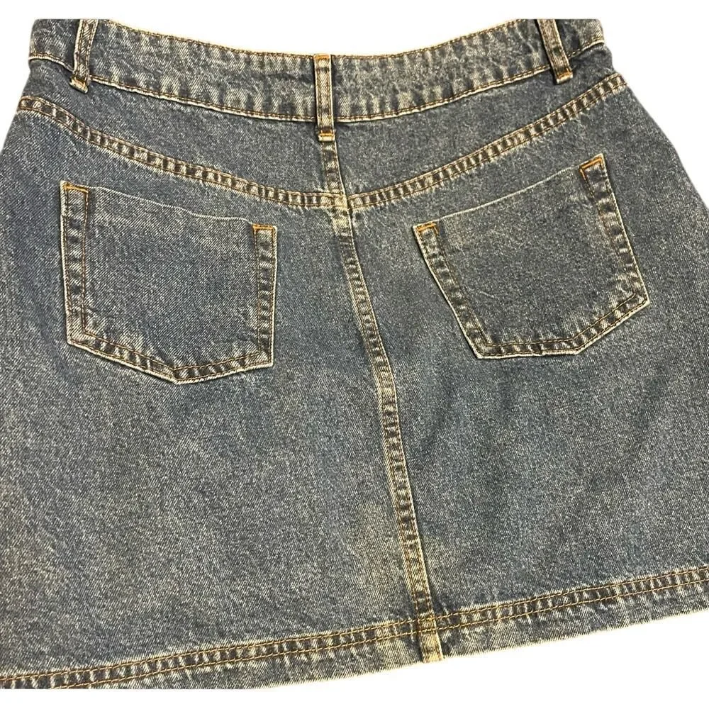 LaRedoute Full Button Front Jean Denim Short Skirt Y2K Size 8
